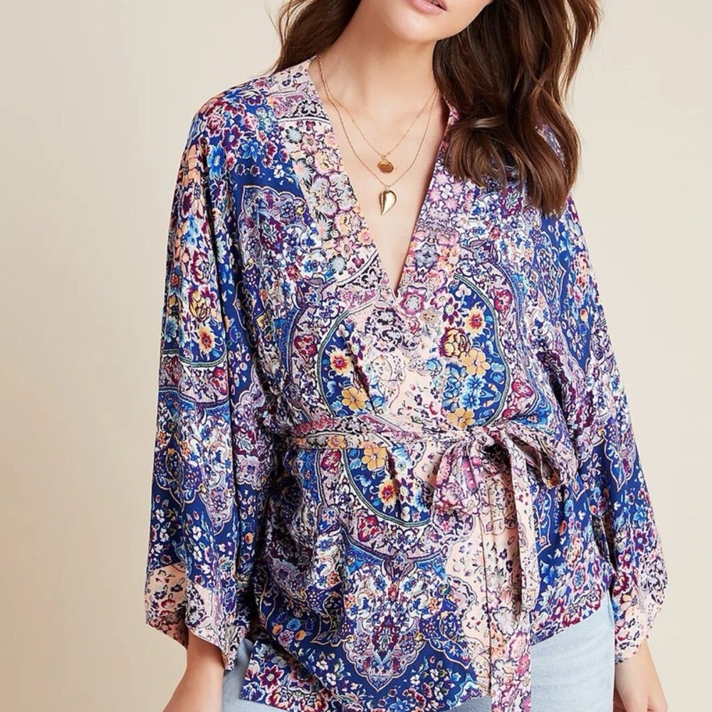 ANTHROPOLOGIE x KACHEL Jasmine Floral Paisley Belted Kimono One Size